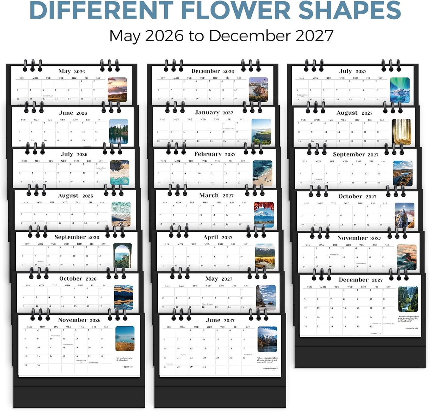 KONVINIT Small Desk Calendar 2026-2027, 6.3" x 3.1", 2026 Desk Calendar - Runs From January 2026 Until December 2027, 24 Months Mini Desktop Calendar for School, Home and Office Supplies