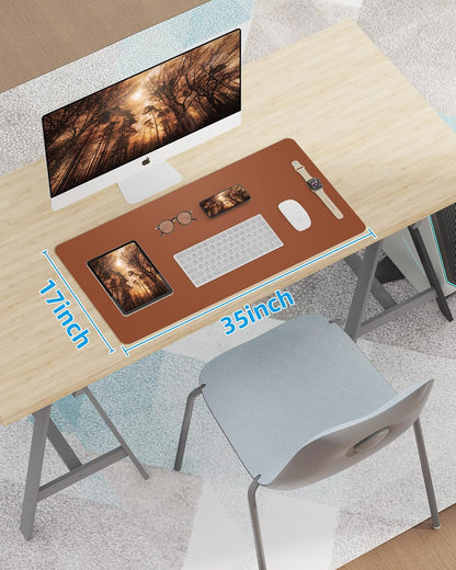 Large Desk pad mat,Mouse Pad,Office Desk Mat, Non-Slip PU Leather Desk Blotter,Large Desk pad,Waterproof Keyboard mat for Office/Home/Decor (Black,48" x 17")
