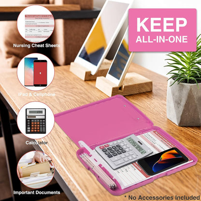 Sooez Clipboard with Storage, Clip Board 8.5 x 11 with Pen Holder, Plastic Organization Case Box for Letter Legal A4 Size Paper, Low Profile Clip, Nurses Teachers Must Haves, School & Office Supplies