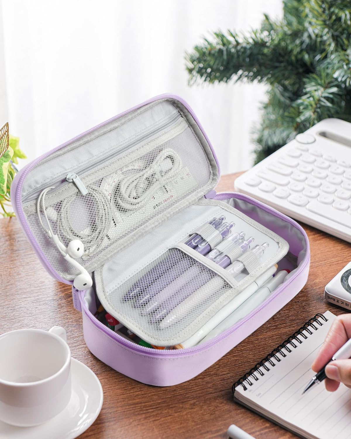 YOKUMA Pencil Case,Large Capacity Pencil Pouch,Aesthetic Zipper Pencil Box, Back to School Supplies for College Student Teen Adults,Travel Essentials,Electronic Cable Organize