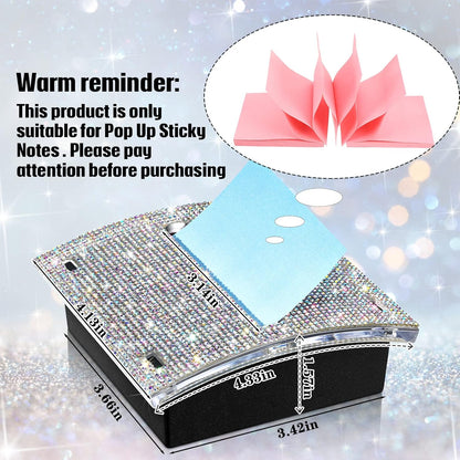 Eersida Rhinestone Self Stick Note Pad Holders 4 x 4 Inches Pink Cute Note Holder Sticky Dispenser Bling Memo Stick Dispenser for Office Employee Coworkers Gifts Home Desk Supplies
