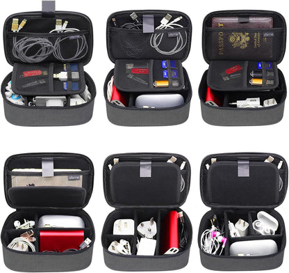 sisma Travel Electronics Organizer Small Carrying Case for Cables Phone Chargers USB Plugs Power Cords Earbuds Adapter Tech Accessories Pouch -Grey