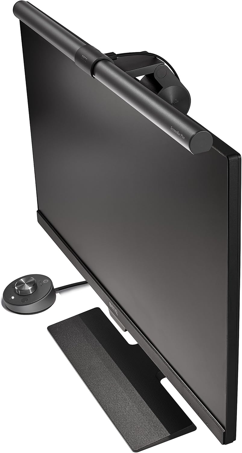 BenQ ScreenBar LED Monitor Light Bar - Auto-dimming, Adjustable Brightness and Color Temperature, No Screen Glare, Space-Saving, Eye-Care USB Monitor Lamp, Black