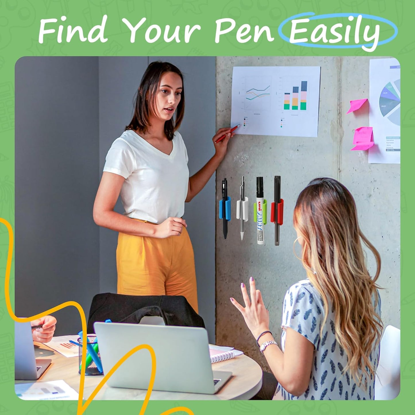 10 PCS Pen Holder for Desk, Adhesive Pen Holder for Classroom Clipboard Attachment, Silicone Pencil Holder & Marker Holder for School Office Desk Accessories,Teacher Supplies (Blue)