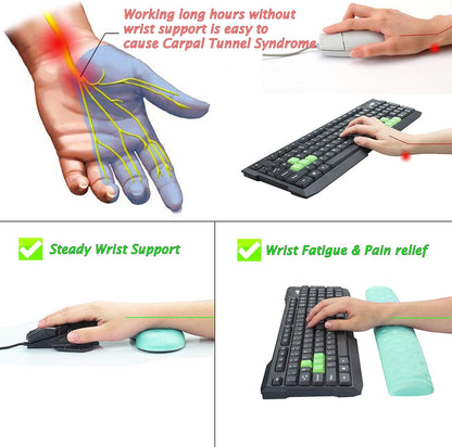 BRILA Memory Foam Mouse & Keyboard Wrist Rest Support Pad Cushion Set for Computer, Laptop, Office Work, PC Gaming - Massage Holes Design - Easy Typing Wrist Pain Relief (Nebula)