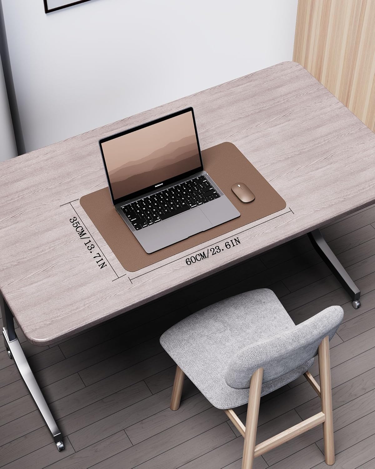 YSAGi Double-Sided Desk Pad, 31.5"x15.7"Leather Desk Mat, Eco Cork Desk Pad Protector,Large Mouse Pad,Waterproof Desk Blotter for Office/Home(Coffee)