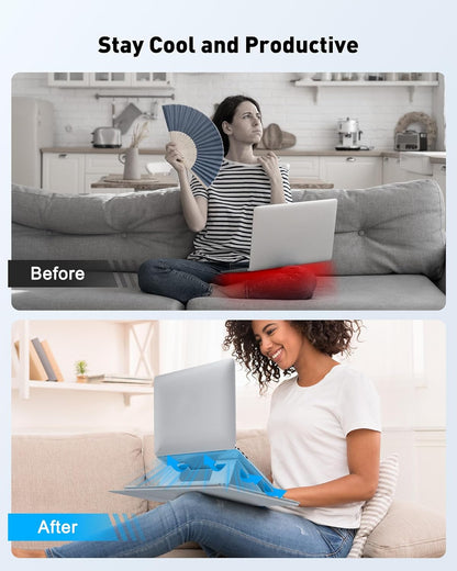 AboveTEK Adjustable Laptop Lap Desk, 3 Ergonomic Angles, PU Leather Non-Slip Surface, Heat Shield, Retractable Mouse Pad, Portable Laptop Lap pad Workstation for Bed, Sofa, Travel