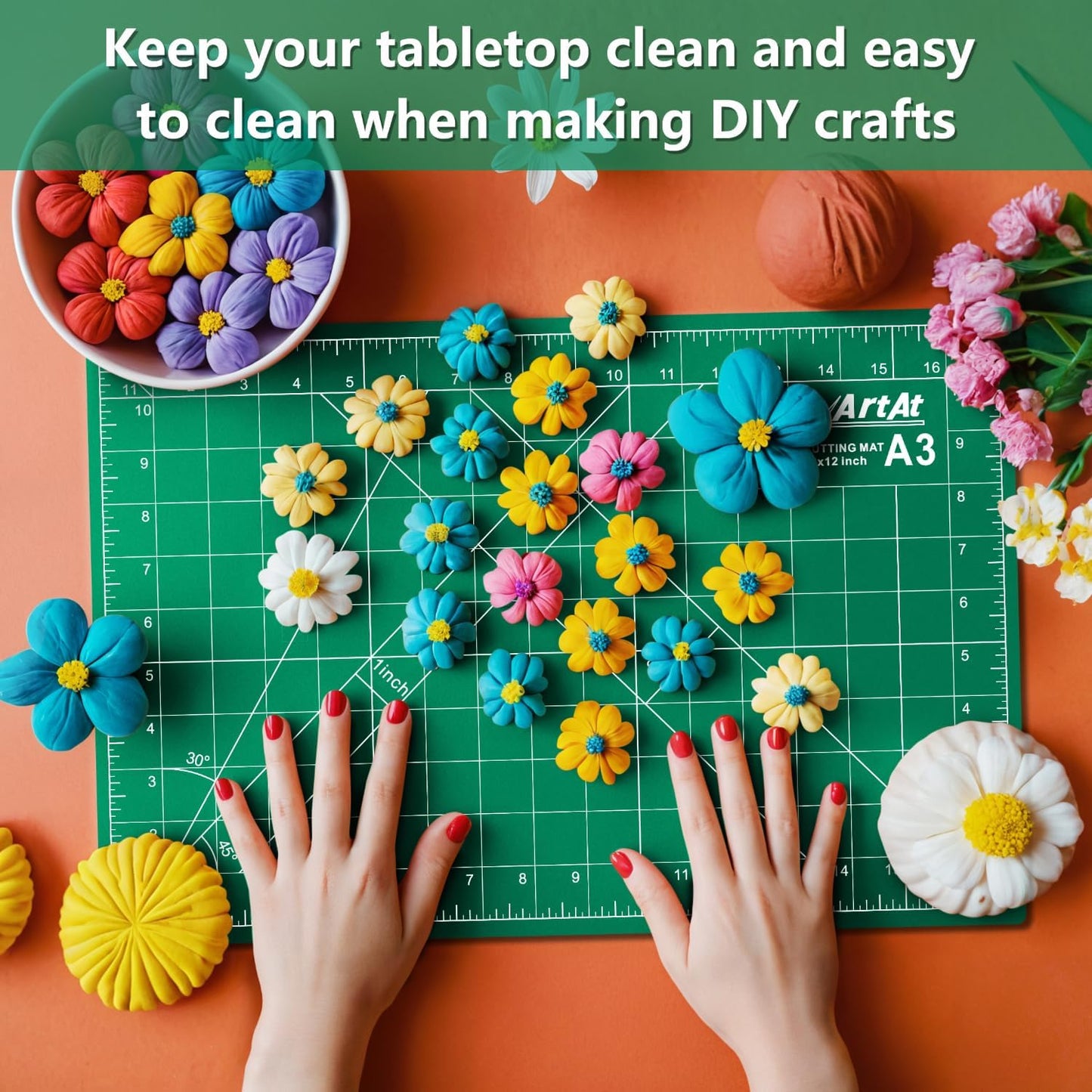 ArtAt Self Healing Cutting Mat: 24 x 36 inch Green Large 5-Ply Double-Sided Durable Non-Slip PVC Cutting Mat for Sewing Quilting Scrapbooking Art & Crafts projects…