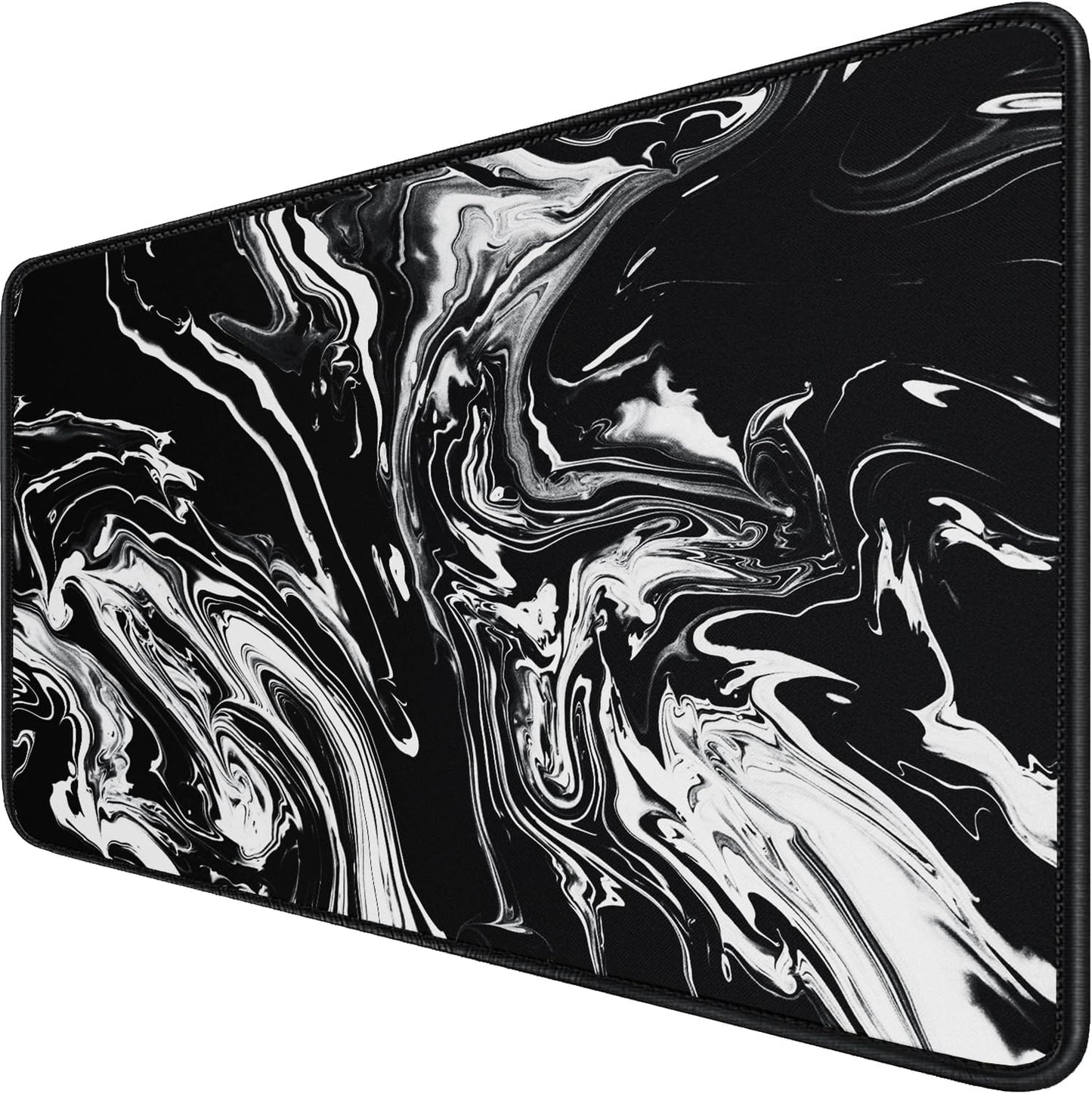 Large Extended Gaming Mouse Pad with Stitched Edges, (31.5X15.7In) Durable Non-Slip Natural Rubber Base, Waterproof Computer Keyboard Pad Mat for Esports Pros/Gamer/Desktop/Office/Home-Black