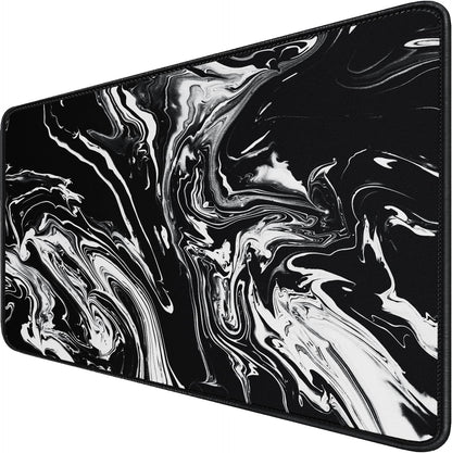 Large Extended Gaming Mouse Pad with Stitched Edges, (31.5X15.7In) Durable Non-Slip Natural Rubber Base, Waterproof Computer Keyboard Pad Mat for Esports Pros/Gamer/Desktop/Office/Home-Black