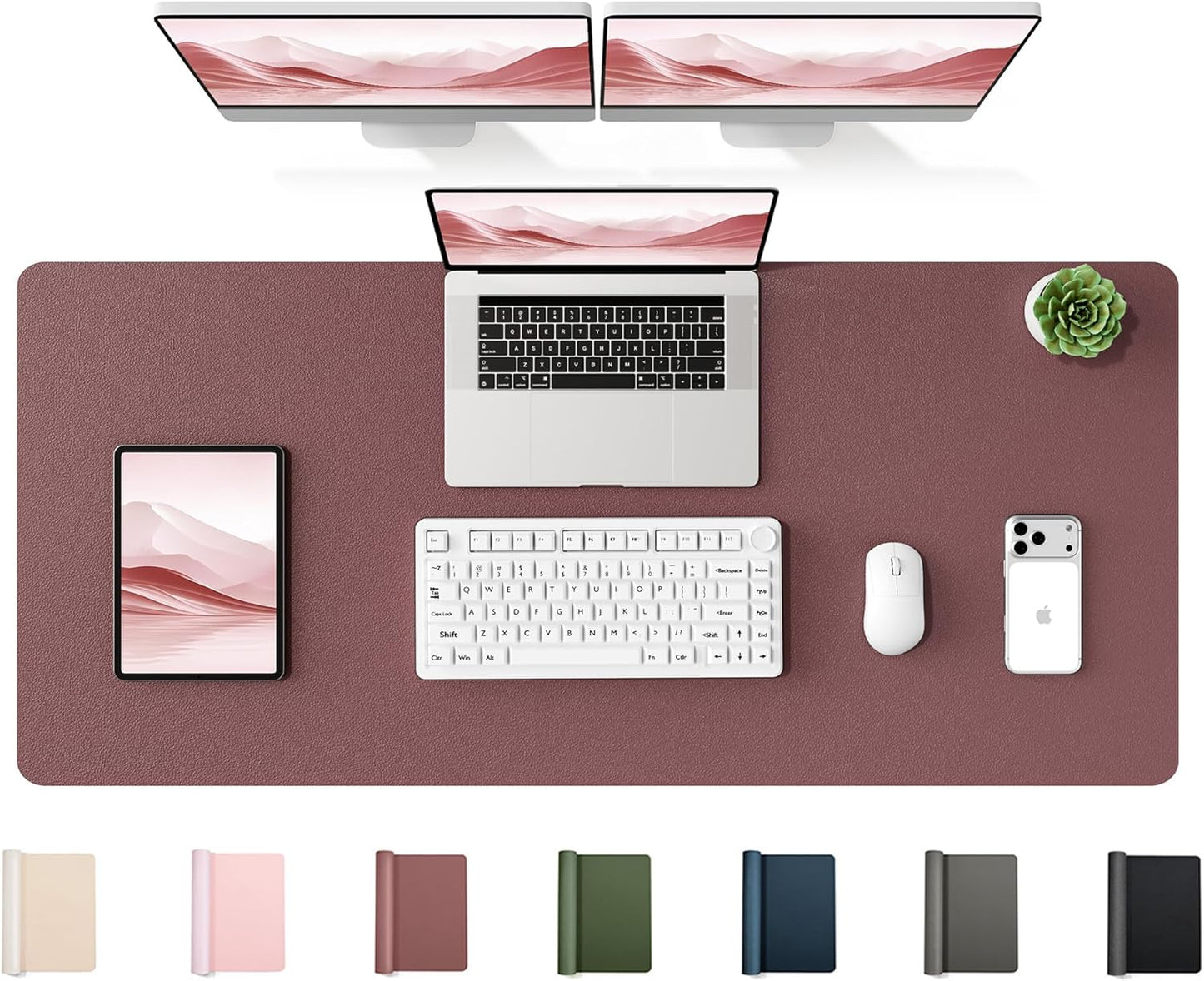 YSAGi 35.4" x 17" Large PU Leather Desk Mat for Keyboard and Mouse - Waterproof Non-Slip Desk Pad Protector for Office, Home, Writing Desk, Black