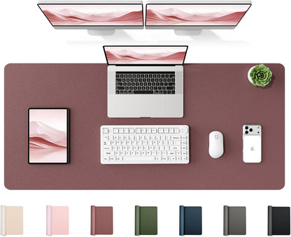 YSAGi 35.4" x 17" Large PU Leather Desk Mat for Keyboard and Mouse - Waterproof Non-Slip Desk Pad Protector for Office, Home, Writing Desk, Black