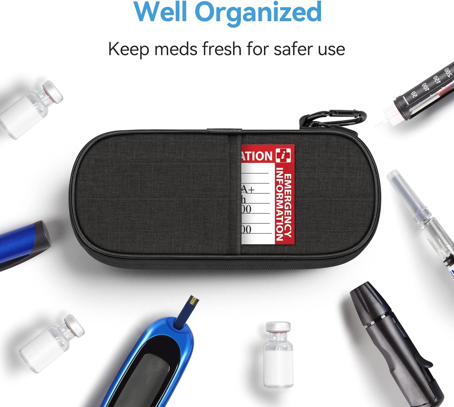 Gelozid Insulin Pen Cooler Travel Case Diabetic Medication Insulated Cool Organizer with 2 Reusable Ice Packs for Insulin Pen and Other Diabetic Supplies, for the Daily Life and Trip(Black)