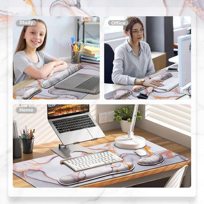 Gimars Upgrade Enlarge Silky and Superfine Fabric Gel Memory Foam Keyboard Wrist Rest Set, Ergonomic Keyboard Mouse Wrist Support for Typing Pain Relief, Comfort for Office, Gaming, Computer, Black