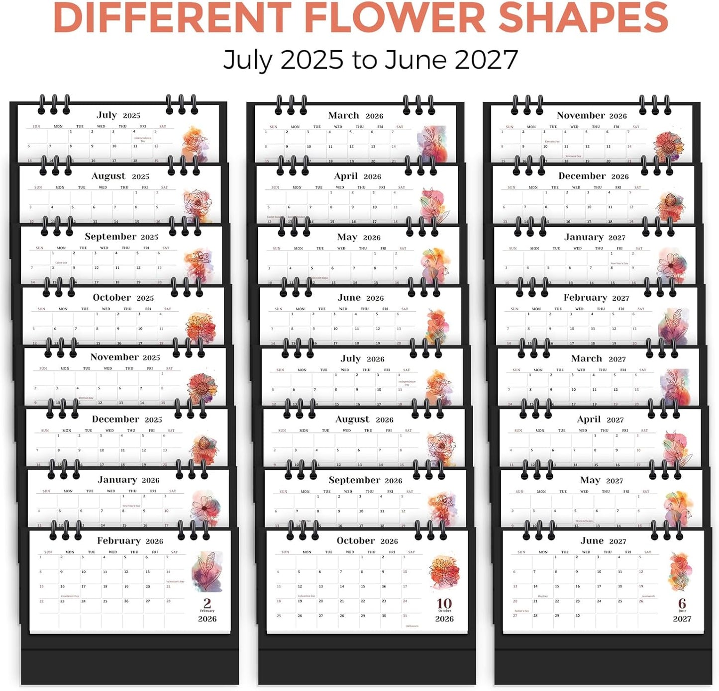 KONVINIT Small Desk Calendar 2026-2027, 6.3" x 3.1", 2026 Desk Calendar - Runs From January 2026 Until December 2027, 24 Months Mini Desktop Calendar for School, Home and Office Supplies