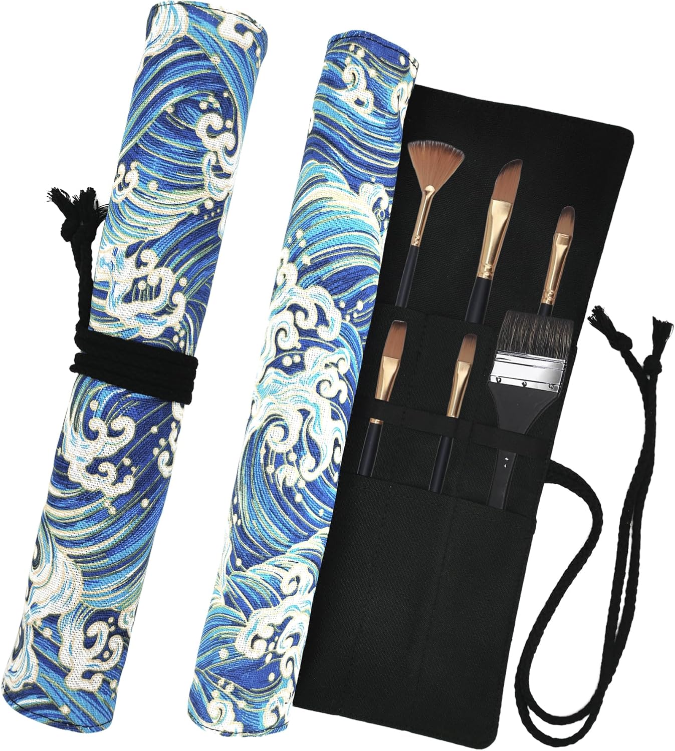 Funny live Paint Brush Holder Art Supplies, Artist Brush Holder & Art Supply Storage Organizer Roll-Up Case Bag, Protect Acrylic Oil Watercolor Paintbrushes (Peony-20 Slot Pockets)