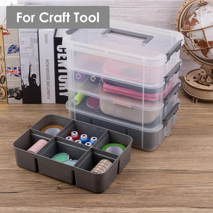 CraftGenes Art Supply Storage Organizer with 2 Removable Trays, 4-Layer 10QT Durable Craft Organizers and Storage for Sewing, Tool, Office Supplies, Art, Craft Supplies