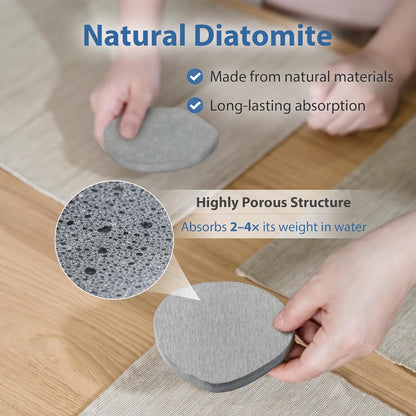 Diatomaceous Earth Coasters Set of 2 for Drinks, Moisture Water Absorbent Stone Coasters for Table Desk at Work, Water Absorbing Instant Drying Diatomite, Modern White