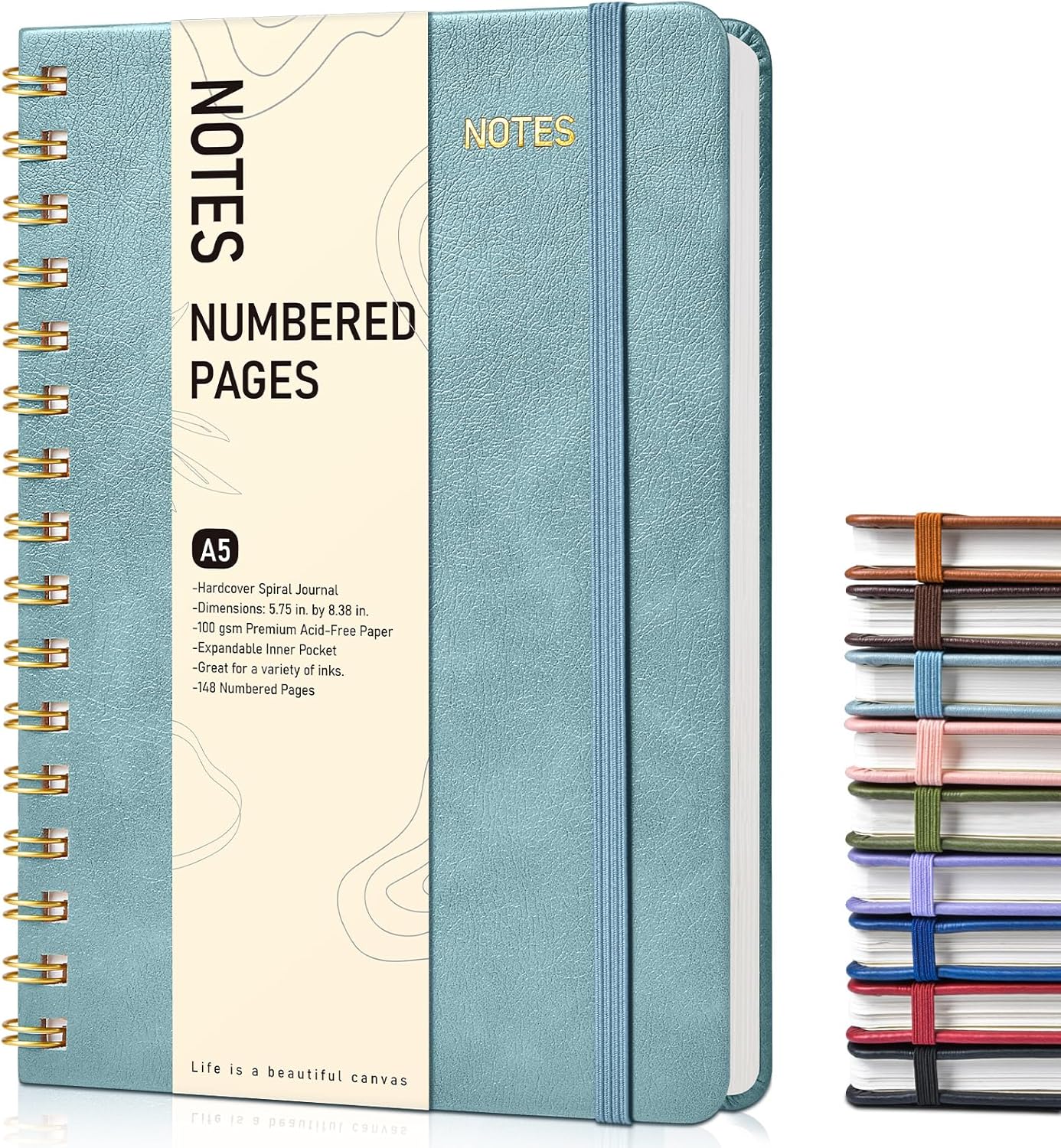 Graph Spiral Journal Notebook, A5 Hardcover Spiral Journals for Women Men, 100 GSM Graph Paper Notebooks, 150 Pages Spiral Bound Grid Notebook for Writing Note Taking Work 5.75" x 8.38" Olive Green