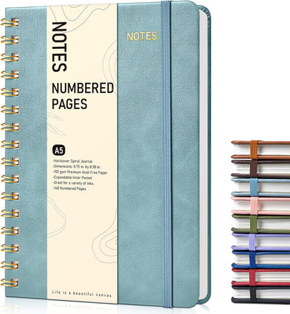 Graph Spiral Journal Notebook, A5 Hardcover Spiral Journals for Women Men, 100 GSM Graph Paper Notebooks, 150 Pages Spiral Bound Grid Notebook for Writing Note Taking Work 5.75" x 8.38" Olive Green