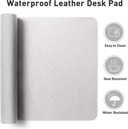 Aothia Leather Desk Pad Protector, Mouse Pad, Office Desk Mat, Non-Slip PU Leather Desk Blotter, Laptop Desk Pad, Waterproof Desk Writing Pad for Office and Home (Brown,23.6" x 13.7") - Colors A
