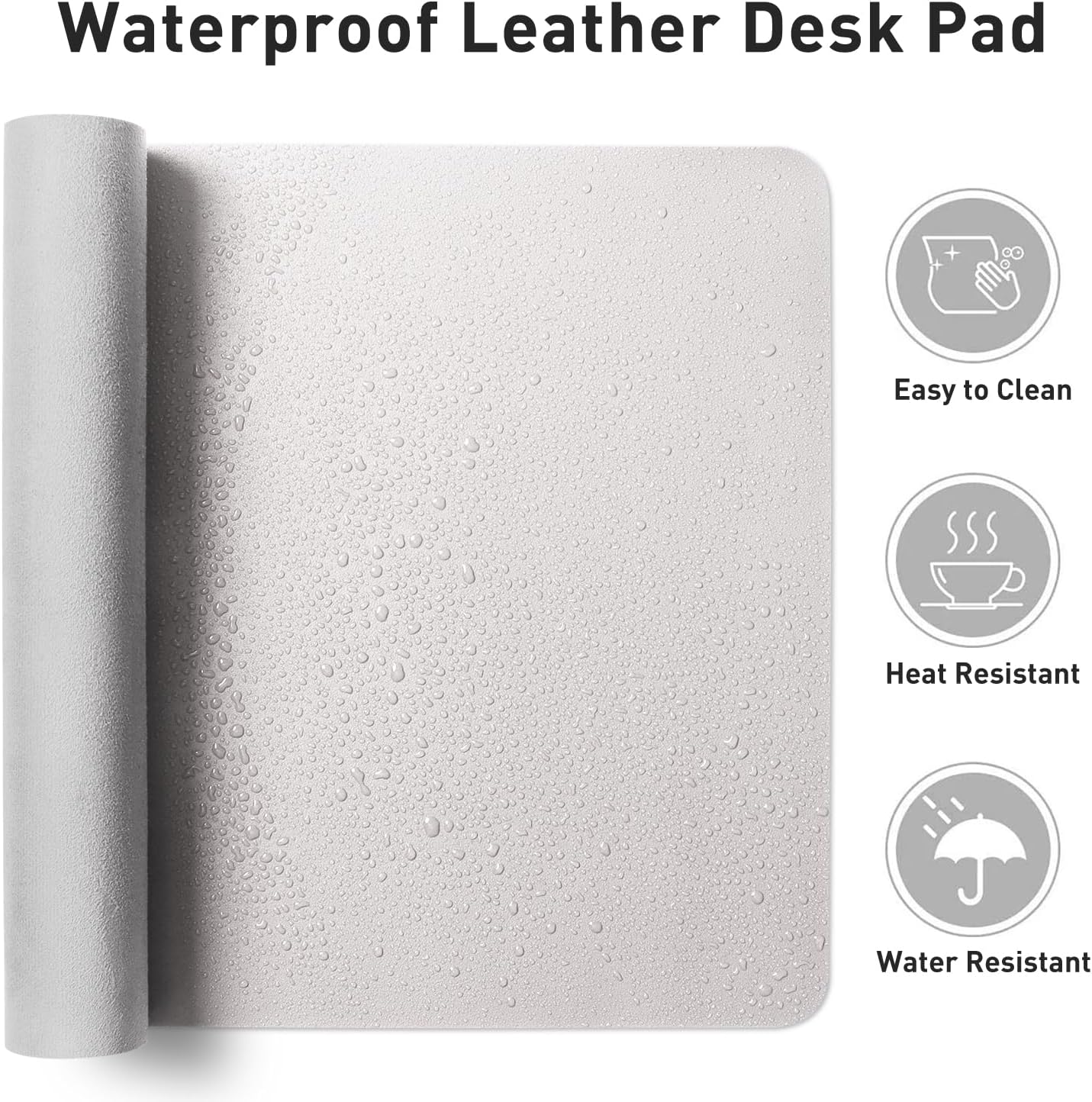 Aothia Leather Desk Pad Protector, Mouse Pad, Office Desk Mat, Non-Slip PU Leather Desk Blotter, Laptop Desk Pad, Waterproof Desk Writing Pad for Office and Home (Black,36" x 17") - Colors A