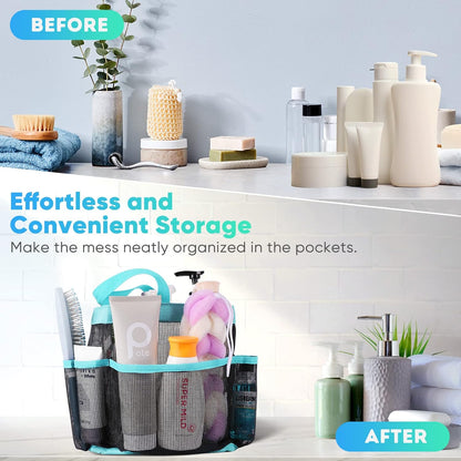EUDELE Mesh Shower Caddy Portable for College Dorm Room Essentials, Shower Caddy Dorm with 8-Pocket Large Capacity for Beach, Swimming, Gym, Travel essentials