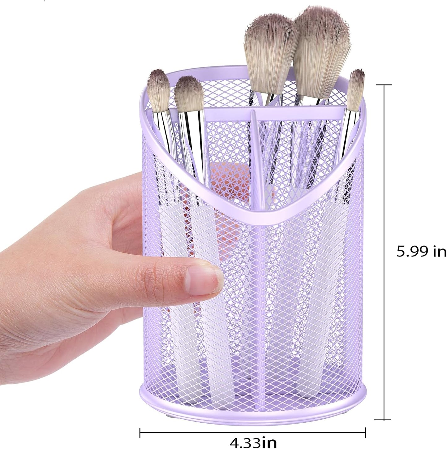 Delifox 2 Pack Pen Holder Mesh Round Pencil Holder Desktop Organizer 3 Compartments, Black