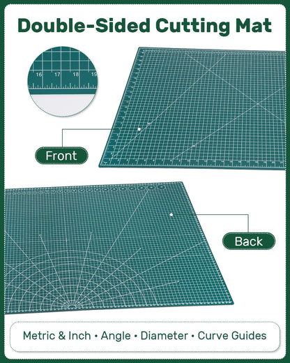 Self Healing Cutting Mat, 17" x 23", Double-Sided Rotary Cutting Mat for Sewing, Quilting, Scrapbooking & Craft, Large Craft Cutting Board for Hobby Use(A2)