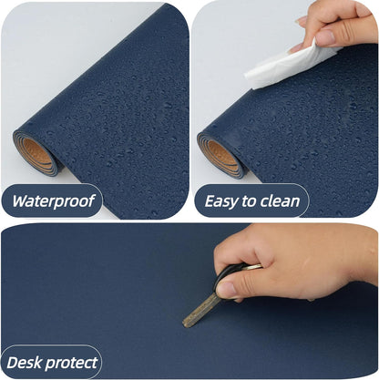 Desk Pad Mat Dual-Sided Natural Cork and PU Leather Non-Slip Water-Resistant Desk Matt for Desktop