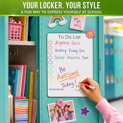 Small Magnetic Whiteboard for Locker to Do List 5x7 A5 - Mini Lined Dry Erase Board for School - Locker White Board Magnet Organizer - Magnetic Whiteboard for Locker Decor Classroom Daily Checklist