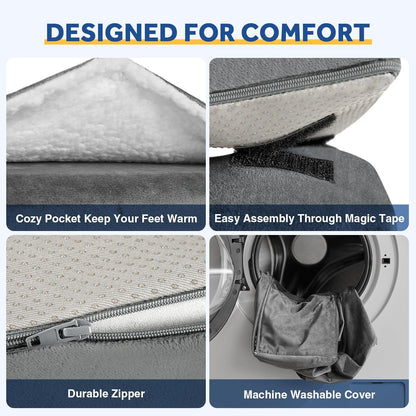 Foot Rest for Under Desk at Work, Adjustable Footrest for Office Chair & Gaming Chair,Ergonomic Footrest Pillow Desk Foot Stool with Washable Cover for Home, Airplane, Travel (Black)