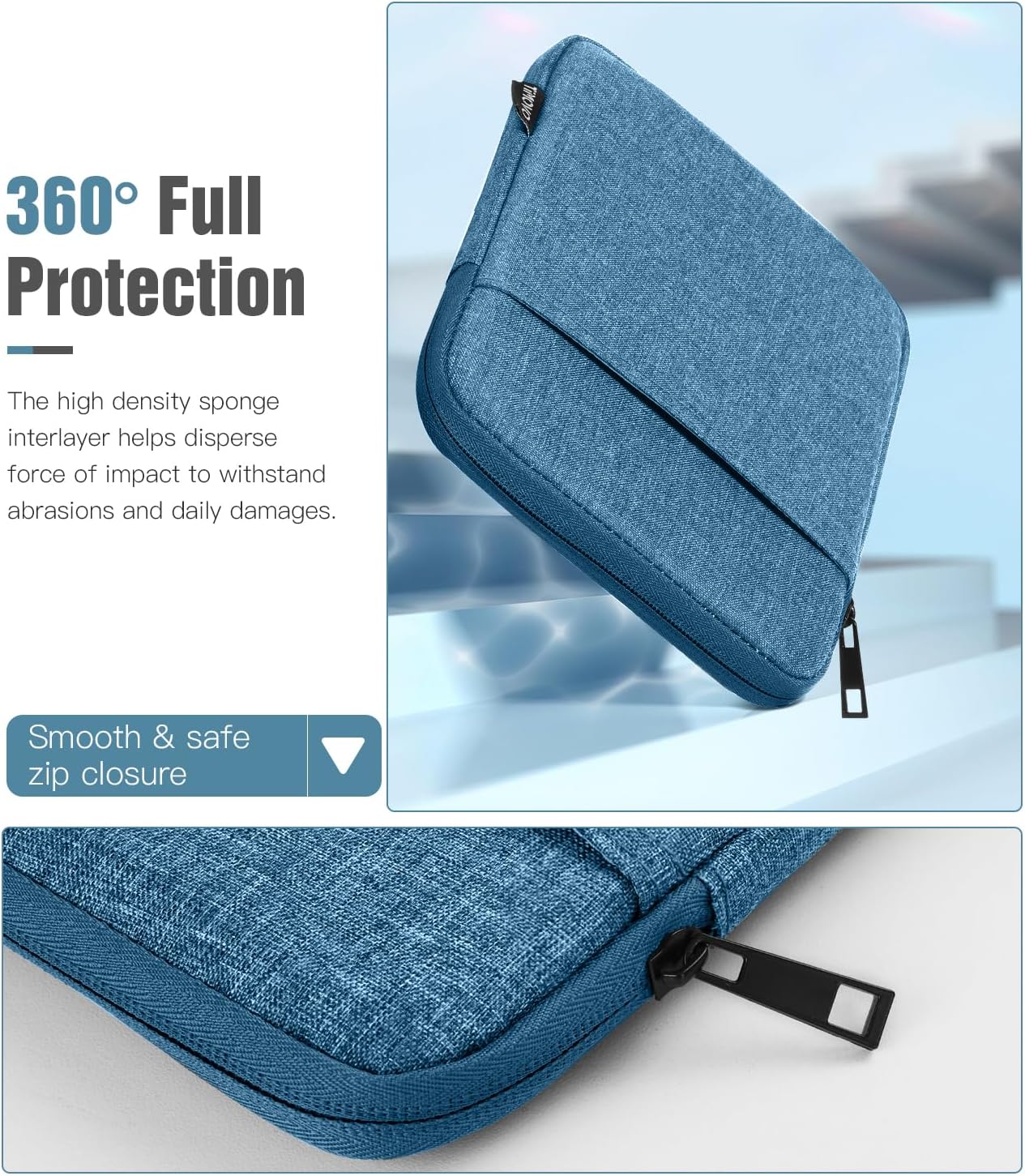 TiMOVO 9-11" Tablet Sleeve Bag for iPad 11-inch A16 2025, iPad 10.9"/10.2"| Air 11 Inch/5th/4th Gen. 10.9", Galaxy Tab A9+/A11Plus 11", Protective Bag Fit Smart Keyboard, Dusty Blue
