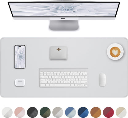 AFIING Desk Pad Protector 23.6" x 13.7" - Non-Slip Waterproof PU Leather Desk Mat for Mouse, Keyboard, Laptop, Office and Home Workspace (Beige)