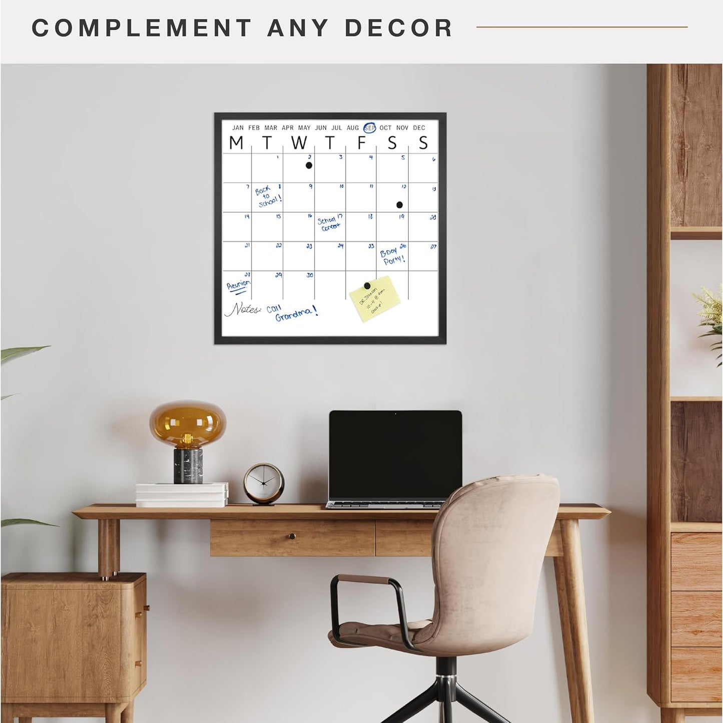 MCS Dry Erase Weekly Planner 11x24 Walnut Framed Calander Whiteboard for Wall, Plan Your Week with Family Weekly Planner for Dinners, Sports, Events & More
