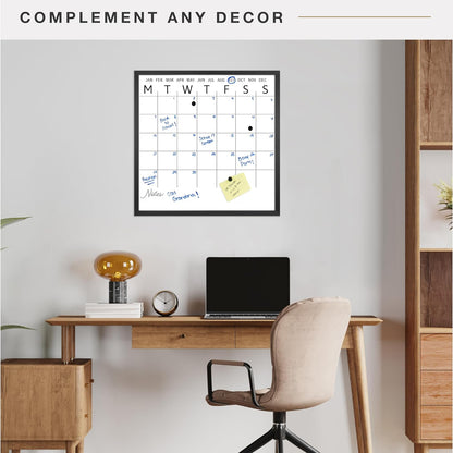 MCS Dry Erase Weekly Planner 11x24 Walnut Framed Calander Whiteboard for Wall, Plan Your Week with Family Weekly Planner for Dinners, Sports, Events & More