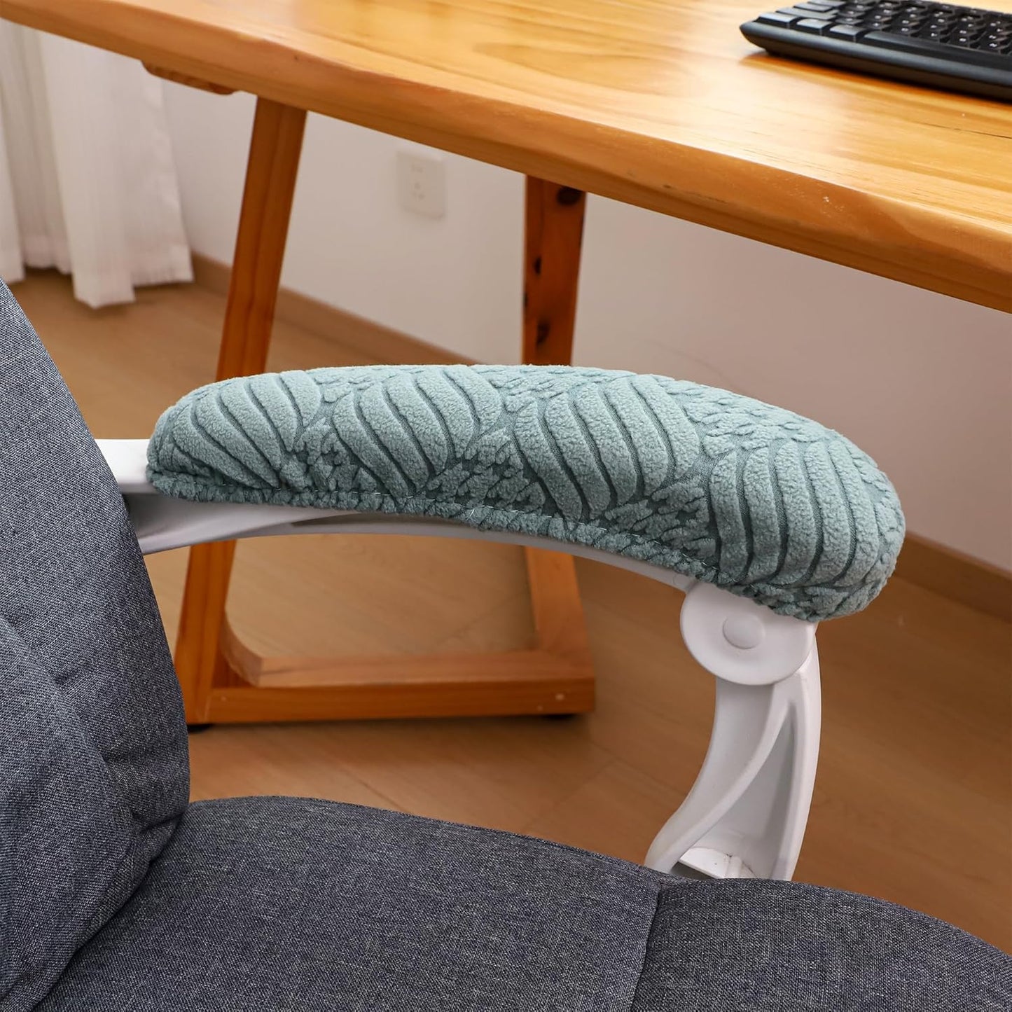 FORCHEER Office Chair Armrest Covers 12-15 Inch Velvet Elastic Black Arm Rest Covers for Desk Computer Chairs Washable