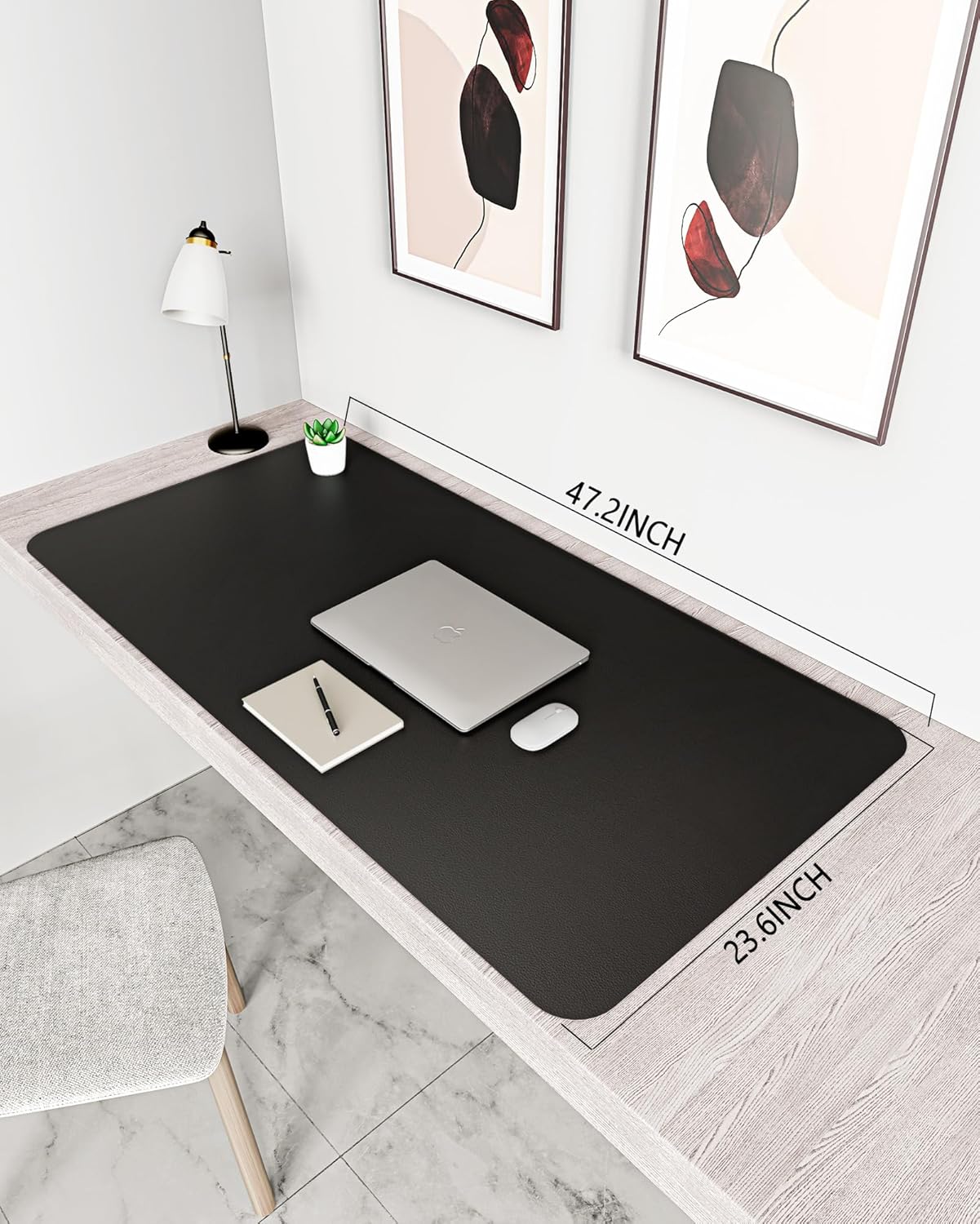 YSAGi Non-Slip Leather Desk Pad, Waterproof Laptop Computer Desk Keyboard Mat, Table Protector Blotter Mat, Large Mouse Pad for Office/Work/Home/Decor(Black, 31.5" x 15.7")