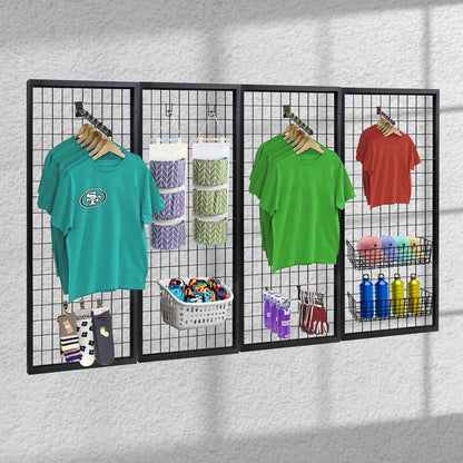 NectaCol 3 Packs Grid Wall Panels, Metal Black Wire Grid Panel, Gridwall Display Rack, Heavy Duty Gridwall Panels for Retail Display