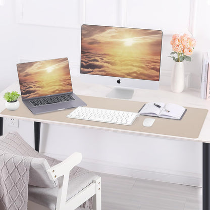 AFIING Large Desk Mat 47" x 17", Dual-Sided Natural Cork & PU Leather Desk Pad, Non-Slip Waterproof Mouse Pad for Office, Home & Gaming, Black