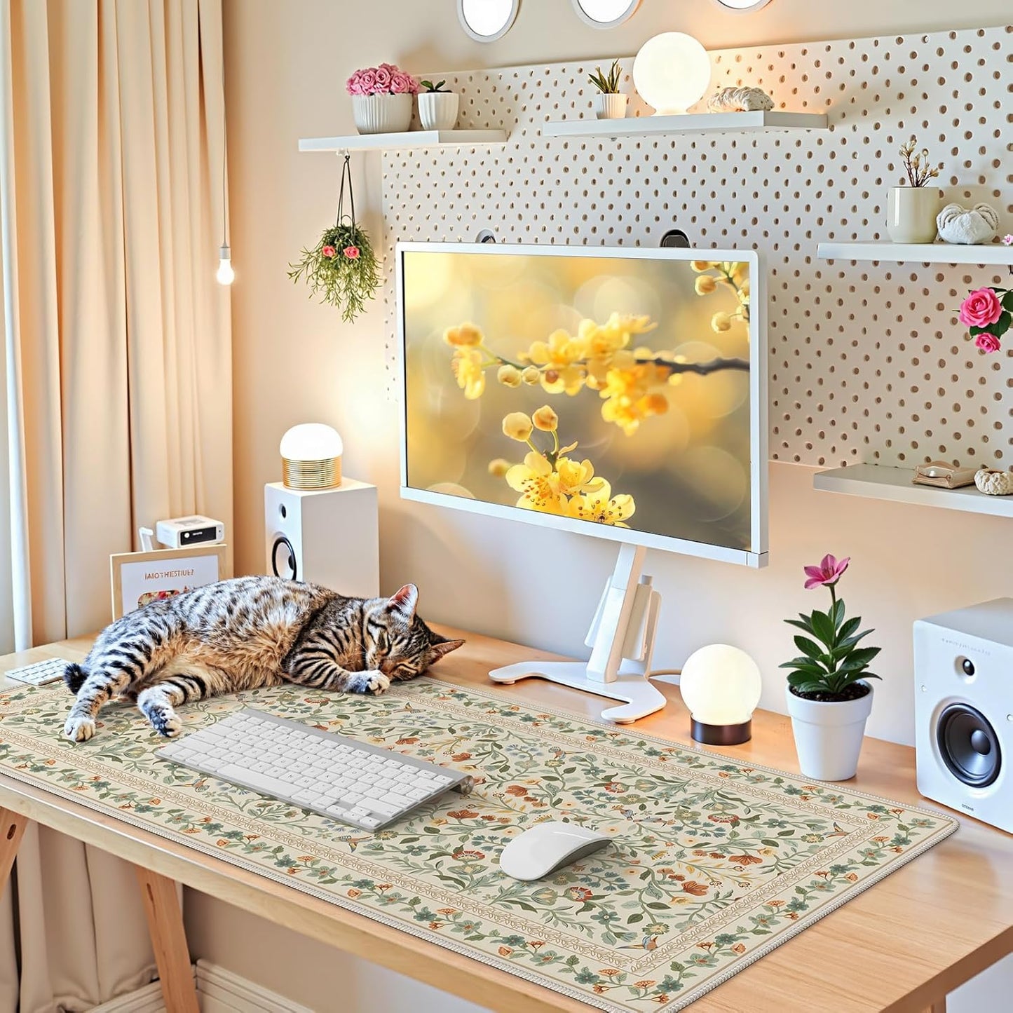iCasso Desk Mat for Keyboard and Mouse, Large Mouse Pad, Desk Pad Mat, Anti-Slip Big Mousepad with Stitched Edges for Computer Desktop(Deep Green)