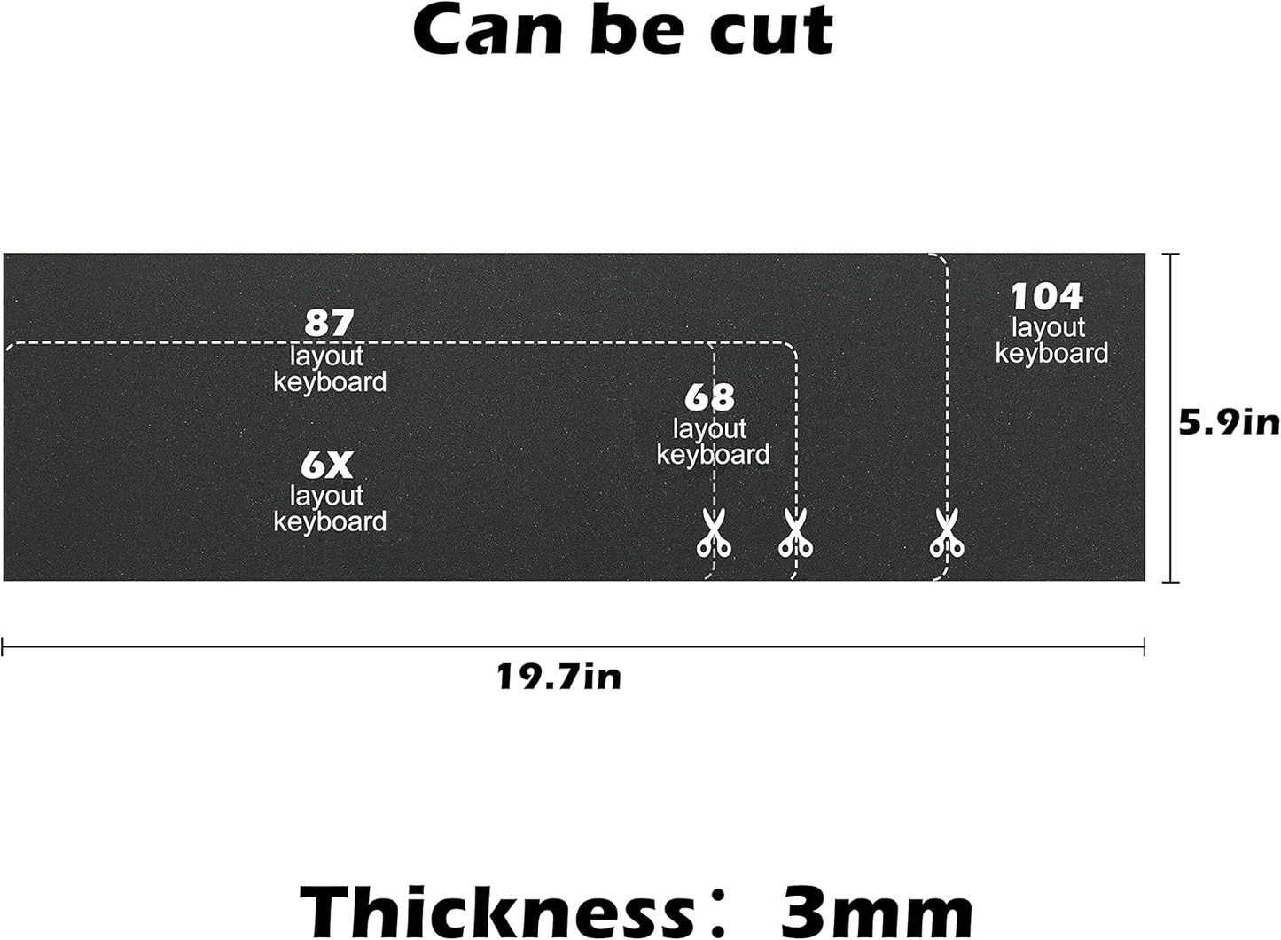 HONKID Keyboard Foam, Sound Dampening Foam for Mechanical Keyboard Bottom, Made of LE-20 Poron, Black (H 2mm)
