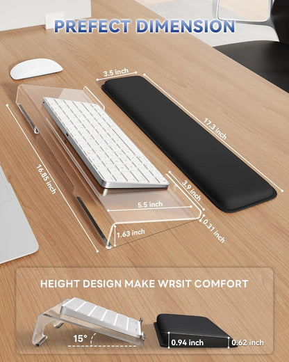 Laborio Computer Keyboard Stand for Desktop, Keyboard Riser Wrist Rest Holder for Easy Typing, Office Desk, Home, School Accessories(Coffee)