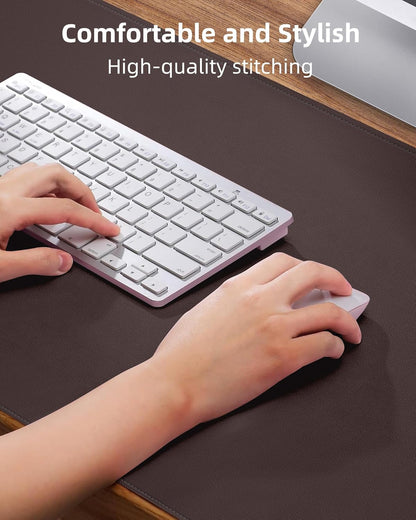 AFIING Desk Pad Protector 23.6" x 13.7" - Non-Slip Waterproof PU Leather Desk Mat for Mouse, Keyboard, Laptop, Office and Home Workspace (Beige)