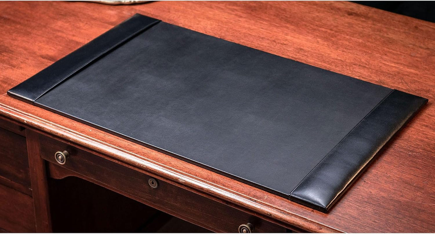 DACASSO Bonded Leather Desk Pad with Side Rails - Luxury Leather Desk Blotter for Writing (30 x 18, Brown)