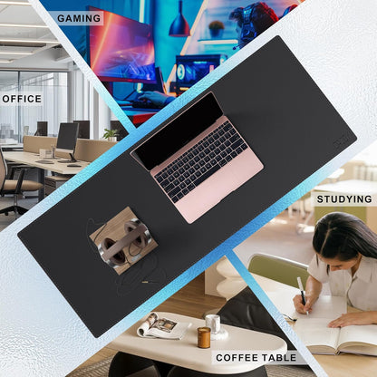 Cacoy 36" x 20" Leather Desk Mat for Home Office, Extra Large PU Leather Desk Pad Blotters, Waterproof Computer Keyboard Mat, Extended Gaming Mouse Pad, Desk Protector for Desktop and PC Laptop, Black