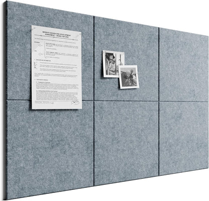 Bumusty Large Cork Board Alternative-48 x 36" Felt Bulletin Board Tiles, with 30 Pushpins, 70 Adhesive Tabs, Bold-Stripe 12-Pack, Cork Boards for Office Push Pin Board Felt Board-Carbon Blue