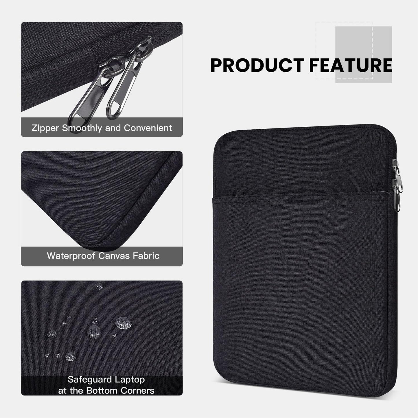 Tablet Sleeve for 2026 iPad A16, 11 inch iPad Air M4 M3 M2, Pro M5, Amazon Fire Max 11 Tablet/Kindle Fire HD 10/10 Plus, Galaxy Tab A9+ Plus Bag, Black