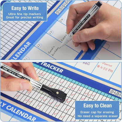 HOMiDEK Dry Erase Whiteboard for Fridge - Magnetic White Board for Refrigerator - 2 Sheets of Weekly Calenders, Monthly Habit Tracker, Memo Pad, to Do List and 4 Markers - 4" x 10"
