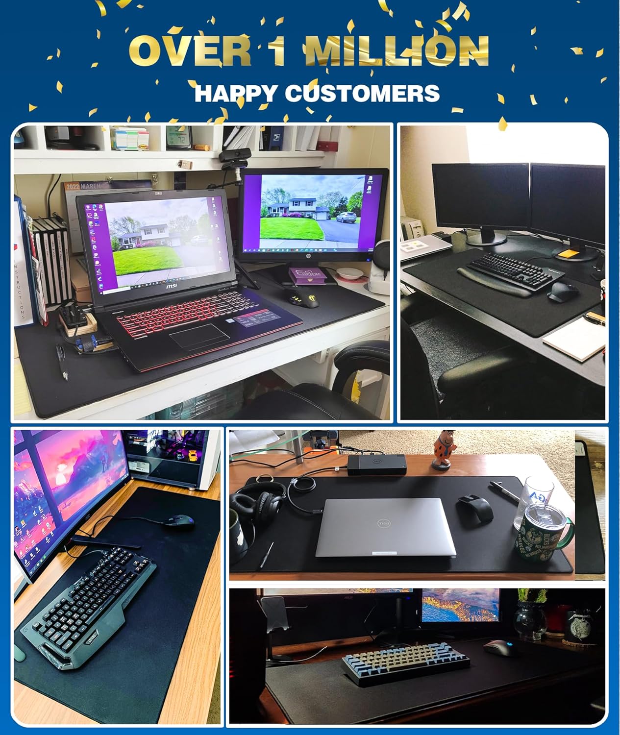KTRIO Large Gaming Mouse Pad Desk Mat, Superior Micro-Weave Cloth for Precise Mouse Control, Non-Slip Rubber Base, Stitched Edges, Water-Resistant, for Gamer, Office & Home, 31.5" x 11.8" inches